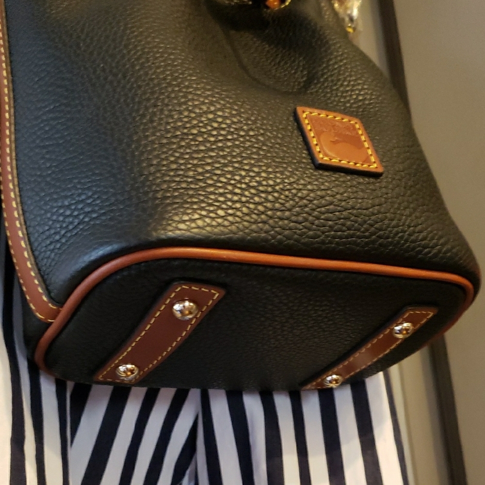 Dooney & Bourke Black and Brown Leather Small Drawstring Bag N W T - Picture 9 of 9